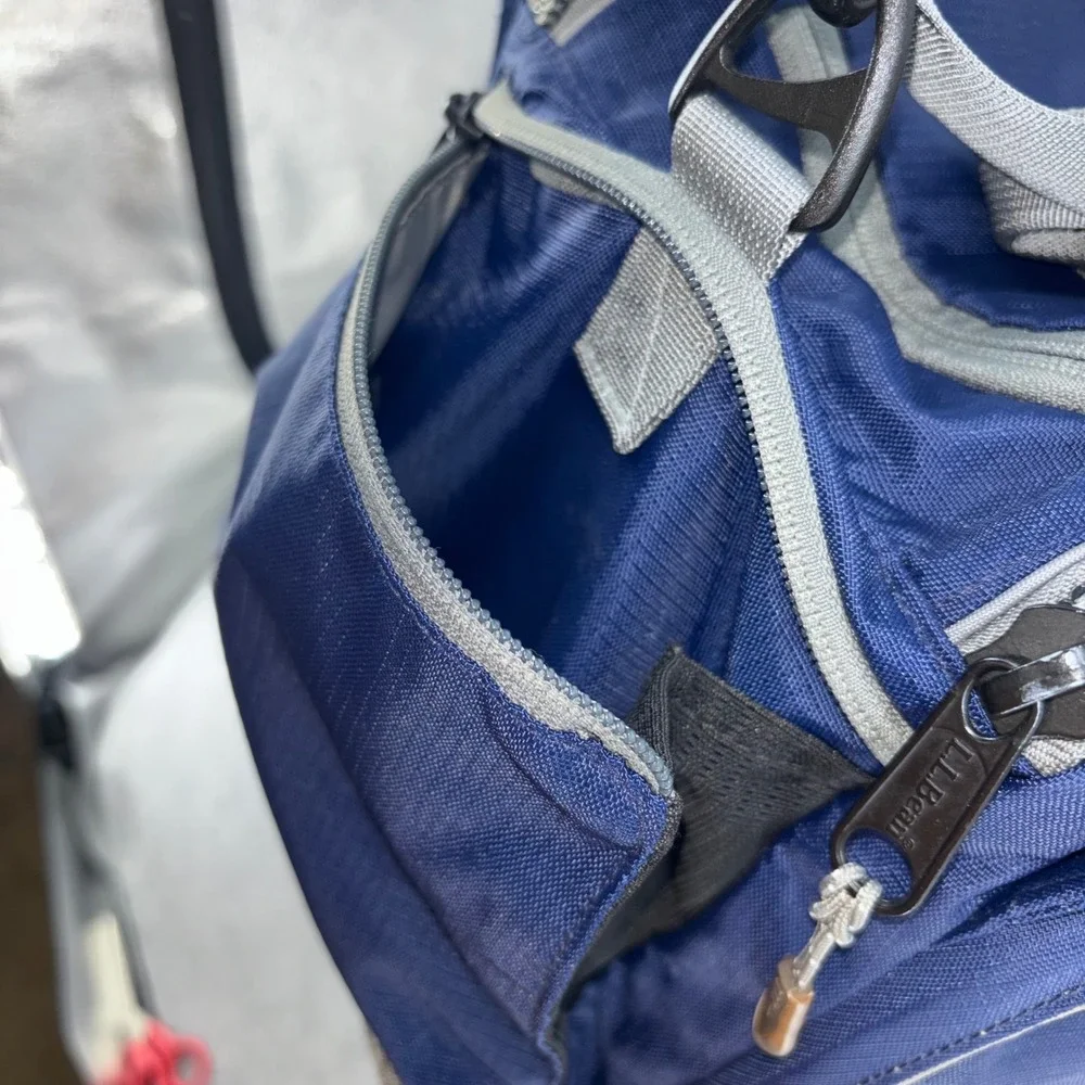 LL Bean Navy Blue Gray Ripstop Nylon Crossbody Shoulder Bag Utility Travel Tote